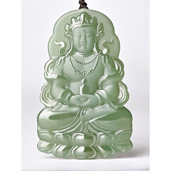 墨韵 和田玉青海料观音菩萨吊坠男款玉佩挂件青白玉玉石玉坠 手工雕刻