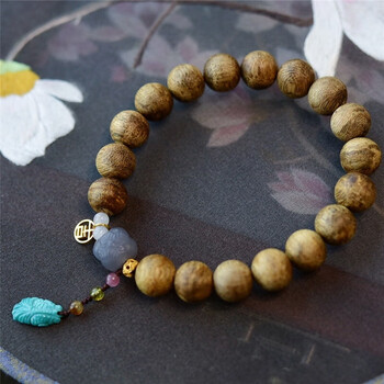 福禄虎惠州奇楠沉香料油脂丰富分白沉香手链定制款 奇楠素串10mm 12mm