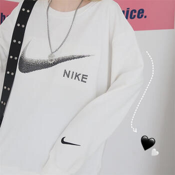 nike耐克卫衣女秋季烫钻星空灰休闲纯棉圆领套头衫情侣外套男 白色 m