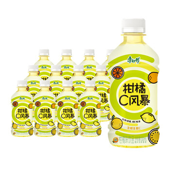 康师傅饮料维c风暴柑橘味饮品330ml*12瓶/24瓶果味小瓶装整箱 0糖经典