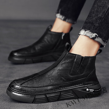 kwum马丁靴男高帮男鞋秋季新款英伦风男士皮鞋中帮皮靴子男复古工装靴