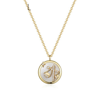 韩生生十二星座情侣项链送男女友足银锁骨链轻奢小众生金色天秤座