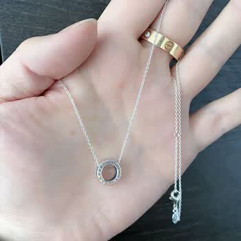 【买手代购】潘多拉pandora男女情侣s925银时尚简约经典logoo型环项链