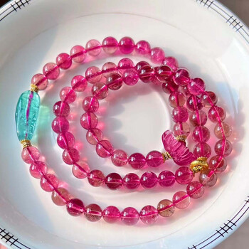 搭品高档戒面料晶体通透卢比来红碧玺多圈手链多用款手链多用款