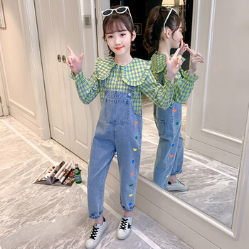 童412岁女孩学生衣服时尚休闲儿童套装绿色160码建议身高150cm左右