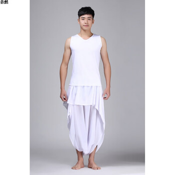 现代舞青春吊带裙芭蕾舞连体裙当代舞飘逸裙成人女舞蹈演出服男款 男