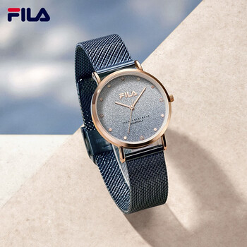 斐乐fila手表新款时尚女表个性渐变女士腕表钢带满天星石英表6287蓝色