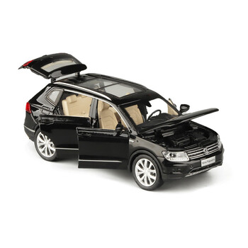 车模型声光回力六开门仿真汽车摆件男孩玩具车白色大众途观l盒装轿车