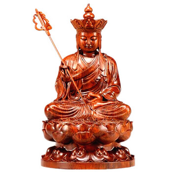 小木缘生 黑檀实木雕刻地藏王佛像地藏菩萨像神像摆件紫光檀家用供佛