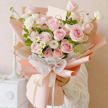 爱清清鲜花速递红粉玫瑰花束真花送女友表白闺蜜生日全国花店同城配送