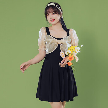 大码泳衣女遮肚200斤胖妹妹仙女风加肥加大游泳衣女式连体裙式显瘦