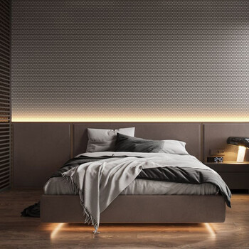 极简卧室床头背景墙护墙板壁灯无主灯led线条灯洗墙灯带铝槽灯带 铝槽