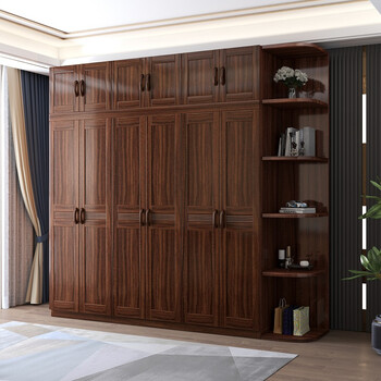 皇家故事衣柜胡桃木衣柜实木衣柜现代简约储物柜大衣柜卧室家具六门