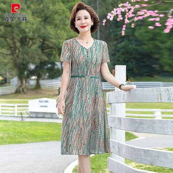 皮尔卡丹(pierre cardin)妈妈连衣裙50到60岁新款夏季2024夏装裙子