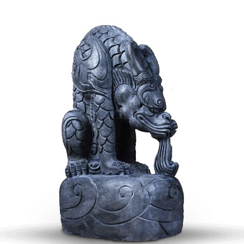 石雕青石吸水兽摆件门口兽看门门墩避水兽石头吸水兽 高25长15宽9公分