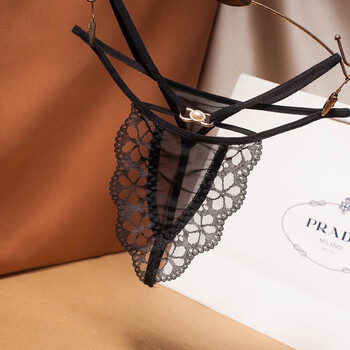 女性自插内裤性感开档丁字裤诱惑透明内衣床上女 黑色 均码