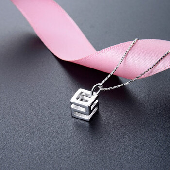 centurykudos韩版时尚情侣首饰925银创意个性520爱情魔方项链吊坠情送