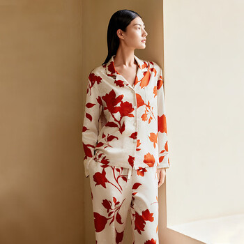 万事利wensli真丝睡衣女套装100%桑蚕丝丝绸家居服女礼物礼盒装兰香