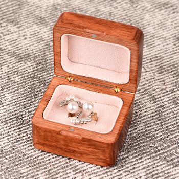 恒愎花木实木钻戒盒复古首饰盒结婚戒指盒求婚仪式对戒盒收纳盒花木单