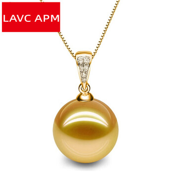 lavcapm南洋金珠吊坠18k金镶钻石金情人节送女友生日礼物送母亲 13.