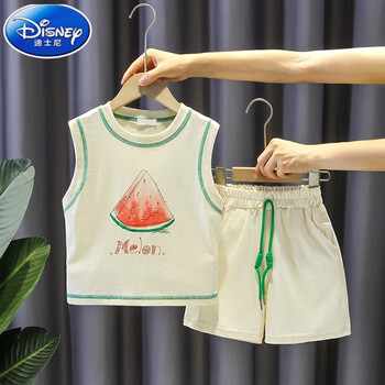 迪士尼男孩女孩衣服男童套装夏季背心新款男孩衣服儿童夏装宝宝短裤