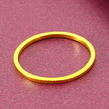 老凤凰黄金戒指女999足金尾戒细款实心亮面素圈方面光圈简约秀气送