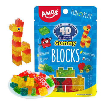 日本进口阿麦斯4d积木软糖草莓味果汁软糖qq糖橡皮糖儿童零食趣味糖果