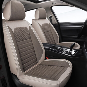 4四季亚麻汽车坐垫四季全包座垫座套 标准版摩卡棕