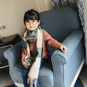 yrg儿童宝宝围巾女童春秋冬季韩版小孩格子薄款男童保暖婴儿潮围脖套