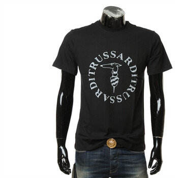 trussardi楚萨迪男士简约logo短袖圆领t恤52t005941t005381黑色k299s