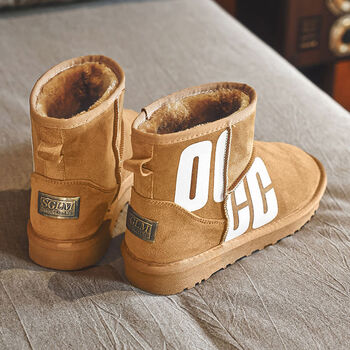 倾幻雪地靴男鞋冬季高帮皮毛一体加绒保暖加厚男士防水抗寒面包大棉鞋