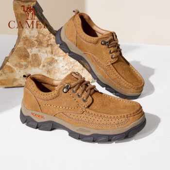 骆驼（CAMEL）男鞋柔软舒适手工休闲鞋坚韧耐磨透气牛皮鞋子 驼色 42