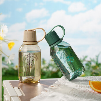 乐扣乐扣tritan塑料户外露营运动水杯大容量学生夏季健身水壶 茶色 600ml