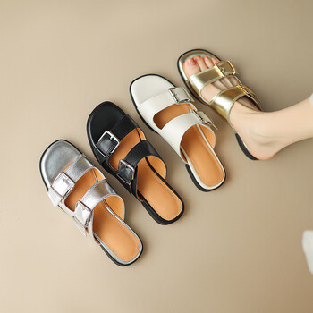 easttatall女鞋凉拖鞋女夏外穿2024新款复古皮带扣一字拖平底勃肯拖