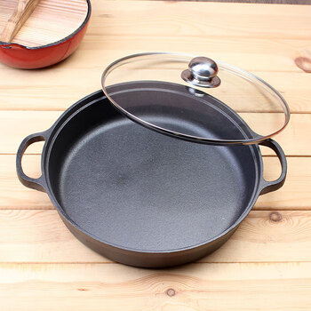 盛游家小博铸铁平底锅煎锅不粘锅加厚生铁家用涂层烙饼锅电磁炉燃气灶