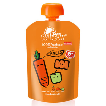 德国进口虹宝rainbow婴儿果泥果蔬泥宝宝辅食南瓜胡萝卜苹果泥单袋装