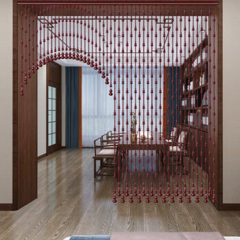 桃木门帘珠帘水晶帘卧室过道厕所卫生间门帘楼梯隔断入户门免打孔
