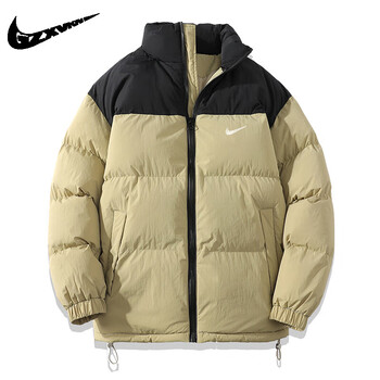 耐克顿拼接情侣款男士棉服新款潮牌棉衣加厚立领棉袄冬