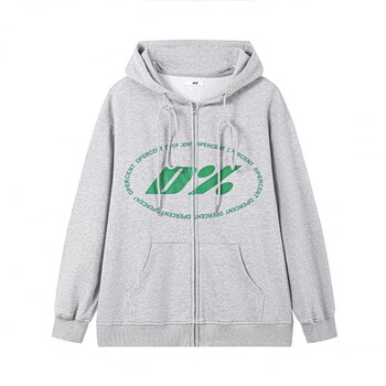 dpercent , d% basic wear大logo拉链连帽卫衣帽衫休闲同款潮 灰绿