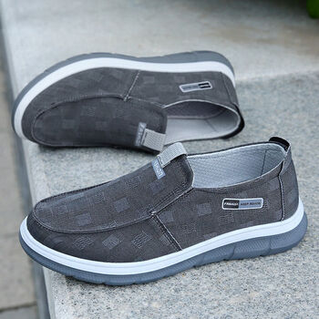 颂妮萱夏季轻便中年爸爸鞋软底老人休闲鞋子黑灰41
