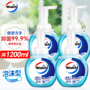 威露士（Walch）泡沫洗手液4瓶家庭装 健康抑菌99.9%*孕妇儿童通用 健康呵护300mlx4瓶