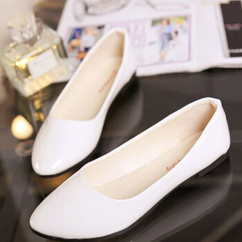 春款显瘦女鞋2019单鞋平底鞋韩版瓢鞋尖头百搭黑色护士鞋潮工 白色 35