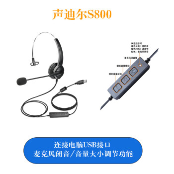 声迪尔S800电脑USB接口客服电销话务员耳机耳麦麦克风闭音线控功能