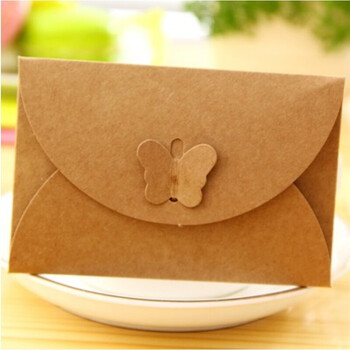 蝴蝶扣迷你小信封银行卡会员卡装饰信封创意欧式复古牛皮纸信封毕业