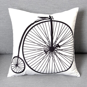 现代简约黑白图案抱枕靠垫客厅沙发抱枕套软装样板间靠枕 r-白底车轮