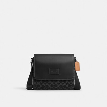 蔻驰coach蔻驰官方奥莱款男士单肩斜挎包印花邮差包co938黑色co938