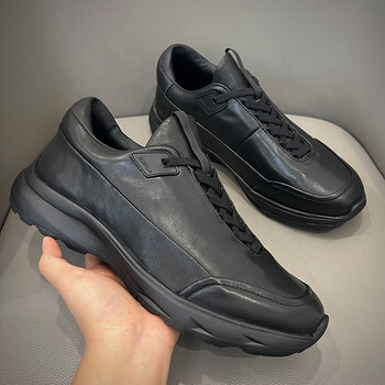 ckzrkc秋冬季皮鞋男鞋防水防滑厚底黑色皮鞋新款男士商务正装休闲鞋子