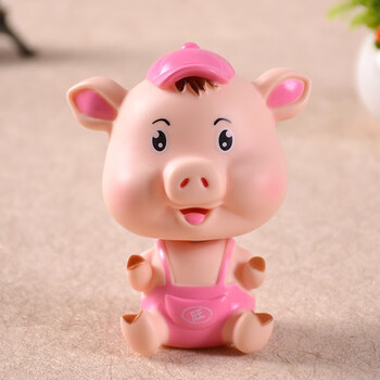 创意摇头小猪汽车摆件旺旺猪车内饰品摆件摇头卡通公仔 旺旺猪【粉色