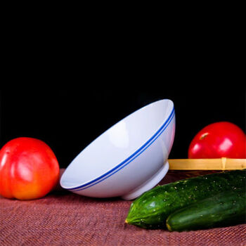 莱杉老式蓝边碗景德镇怀旧高温釉下彩怀旧斗笠碗面碗汤碗饭碗老式碗景