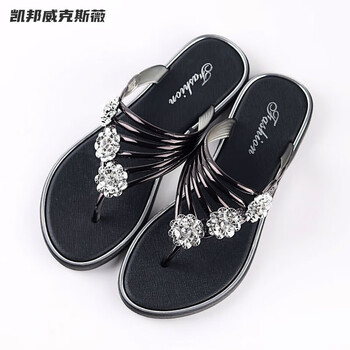 凯邦威克斯薇品牌女士拖鞋夏季凉拖2024新款平底银色女鞋轻便拖鞋女外